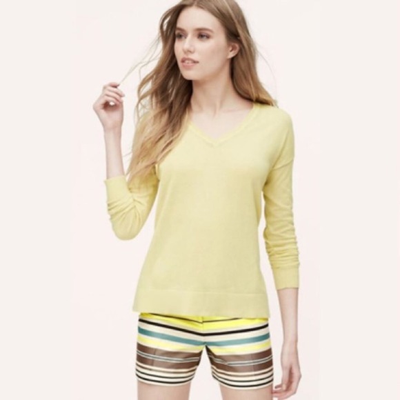 LOFT Riviera Striped Shorts Yellow Blue Size 2 - Picture 7 of 8